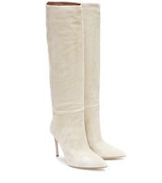 Suede knee-high boots off white White Knee High Boots, Nude Boots, Suede Boots Knee High, Paris Texas, White Boots, High Heel Boots, Womens High Heels, Suede Boots, High Boots