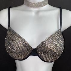 Welcome, Gorgeous Sparkly Crystal Rhinestone Bra In Black Diamonds! Made To Last Permanent Design Can Be Worn Many Times With All Different Outfits For Dancers Or Costumes! Looks Fab Underneath A Sheer Top Or Dress! Colours;Black Diamond Design;Solid To Make Colour Changes;Add To Bundle Style; Standard Padded Cups If You Would Like Extra Padding Or Natural Boost (No Padding) Or Don’t See Your Size Available Please Add To Bundle To Discuss Comment Or Send A Message After Purchase! Comes In Black Bedazzled Bra, Burlesque Bra, Carnival Bra, Bling Bra, Costume Bra, Dance Bras, Rhinestone Bra, Designer Bra, Usa Women