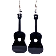 Are you a music lover looking to show off your unique style? Look no further than these stunning Black Guitar Earrings! These earrings are perfect for anyone looking to add a touch of edgy rock 'n' roll flair to their wardrobe. Rock 'n' Roll Style Looking to add some attitude to your outfit? These Black Guitar Earrings are the perfect way to do it! The black color gives them a sleek and stylish look, while the guitar design adds a fun and edgy touch. Whether you're heading to a concert or just w Wire Wrap Guitar Earrings, Edgy Earrings For Concert, Edgy Pierced Earrings For Concerts, Trendy Black Festival Earrings, Trendy Black Earrings For Festivals, Edgy Black Earrings For Festival, Guitar Earrings, End Roll, Black Guitar