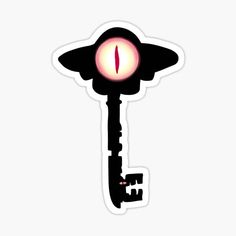 a black and red key sticker on a white background