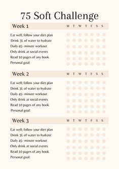 #Organisation #75_Hard_Challenge_Meal_Plan #75_Days_Challenge #75_Hard_Workout_Ideas 75 Hard Workout Ideas, Health Habit Tracker, 75 Soft Challenge, Soft Challenge, Printable Habit Tracker, 75 Soft, Tracker Fitness, Tracker Free, Workout Planner