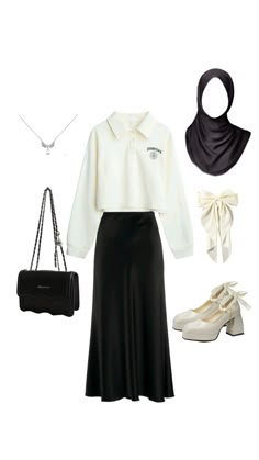 Black Skirt Hijab Outfit, Outfit Hijab Casual