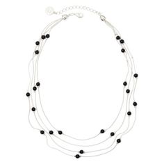 This four-row necklace features black beads and silver-tone metal for a sophisticated addition to your jewelry collection.Metal: Silver-tone MetalStones: Black Plastic BeadsChain Extender Length: 2 inchJewelry photos are enlarged to show detail.Included: 1 Necklace(s)Jewelry Closure: Lobster ClaspMetal Color: Silver ToneChain Length: 16 InchCare: Wipe CleanNecklace Type: Beaded NecklacesCountry of Origin: Imported Silver Multi-strand Necklace With Black Beads, Elegant Black Double Strand Layered Necklace, Beaded Necklace Black, S Jewelry, Black Bead Necklace, Necklace Black, Beaded Necklaces, Black Plastic, Black Beads