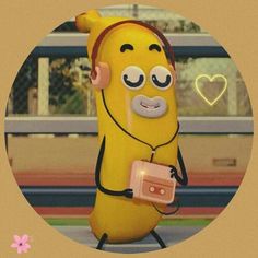 a cartoon banana with headphones and a camera