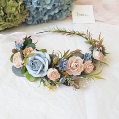 a flower crown is sitting on a table