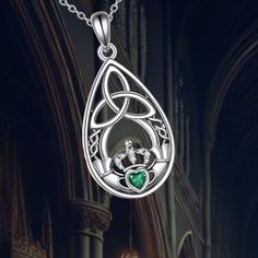 The Irish Claddagh necklace symbolizes love, loyalty, and friendship through its three elements--hands (friendship), heart (love), and crown (loyalty). The design is enriched with a Celtic knot triquetra, representing the connection between these elements and eternity. Made of 925 sterling silver, this hypoallergenic necklace is nickel and lead-free, ensuring it's safe for sensitive skin and suitable for daily wear.  The pendant measures 1.21 x 0.58 inches (15 x 30.8 mm) with a substantial weigh Friendship Heart, Claddagh Necklace, Hypoallergenic Necklace, Teardrop Jewelry, Irish Claddagh, Teardrop Pendant, Celtic Knot, Favorite Jewelry, Jewelry Necklace Pendant