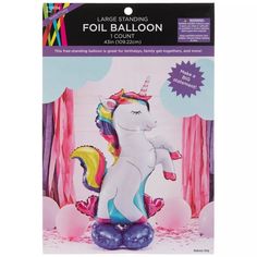 an inflatable foil balloon with a unicorn on it