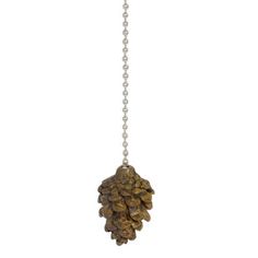 a metal chain with a pine cone hanging from it's center and bottom end