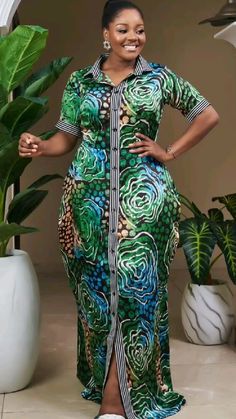 Shirt Gown Ankara Styles, Campala Gowns, Shirt Gown, Casual Gowns, Kitenge Designs, Ankara Long Gown Styles, Long African Dresses, African Print Dress Ankara