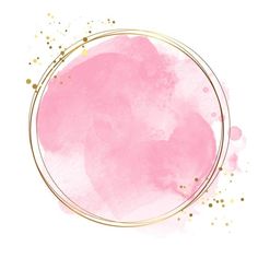 a pink and gold circle frame on a white background