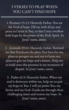 an image of the bible verses to pray when you can't find hope