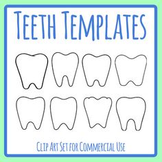 Tooth Template, Tooth Outline, Cartoon Teeth, Tooth Clipart, Teeth Clipart, Teeth Clip, Dental Anatomy, Teeth Shape, Shape Templates