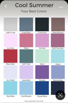 an iphone screen showing the color scheme for different colors