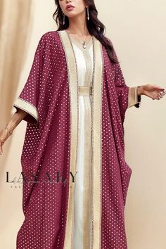 Lasaky - Elegant Two-Piece Womens Abaya Dress Set with Long Sleeves Open Abaya Style, Fancy Abaya, Abaya Style, Open Abaya, Maxi Kaftan, Dubai Luxury, Maxi Dress Outfit, Elegant Maxi Dress, Evening Dresses Short