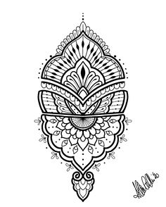 a black and white drawing of an ornate design on a white background with the words,