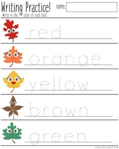 the worksheet for writing practice with leaves