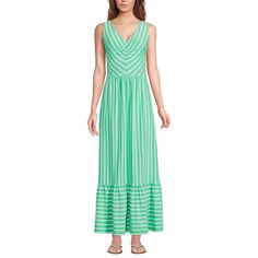 It’s the best of all worlds — maxi length with tiered fabric, a flattering V-Neck and POCKETS. Plus, the soft and drapey jersey knit fabric has a hint of stretch so it’s extremely comfortable to wear all day. Add to dress collection immediately. Flowy Tiered Green Maxi Dress, Green Tiered Maxi Dress, Summer Items, Jersey Knit Fabric, Fit Style, Show Up, Plus Size Tops, Lands End, Dress Collection