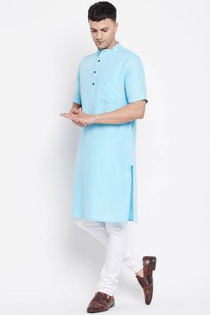 Product Features: Top Color: Light Blue Top Fabric: Pure Cotton Work: Solid Style: Regular Kurta Fit: Regular Fit Sleeve Type: Short Sleeve Length: Long Kurta Collar: Mandarin Package Details: 1 Long Kurta Occasion: Casual Material Care Description: Machine wash Disclaimer: There will be slight difference in digital to actual image Fitted Blue Kurta For Summer, Light Blue Cotton Kurta For Summer, Casual Blue Summer Kurta, Casual Summer Blue Kurta, Summer Light Blue Cotton Kurta, Blue Fitted Short Sleeve Kurta, Blue Fitted Kurta For Spring, Fitted Light Blue Kurta For Summer, Long Kurta