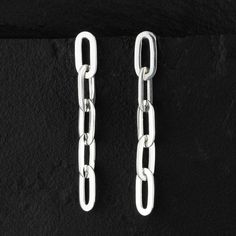 long sterling silver chain link drop earrings Silver Long Drop Box Chain Earrings, Silver Link Sterling Silver Earrings, Silver Sterling Link Earrings, Silver Link Earrings For Everyday, Minimalist Sterling Silver Box Chain Earrings, Minimalist Sterling Silver Earrings With Box Chain, Minimalist Silver Box Chain Earrings, Everyday Silver Link Earrings, Silver Cable Chain Earrings