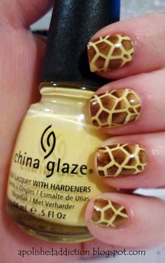 Cheryl- I know u will luv this! Giraffe Nails Great Nails, Get Nails, I Love Nails, Nail Polish Designs, Giraffe Print