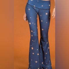 Teeki Bells Fitted Casual Bottoms With Star Print, Casual Fitted Star Print Bottoms, Casual Fitted Bottoms With Star Print, Bell Bottoms, Pant Jumpsuit, Gold Color, Pants For Women, Stars, Pants