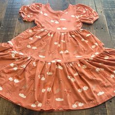 Dot Dot Smile Size 3/4 Or 5/6 Or 7 Girls Tier Dress New With Tags Attached Soft Material Boho Rust Rainbows Playful Orange Short Sleeve Dress, Casual Orange Playtime Dress, Casual Orange Dresses For Playtime, Casual Orange Dress For Playtime, Cute Orange Cotton Dress, Orange Cotton Playtime Dress, Cute Orange Ruffled Dress, Mixed Print Dress, Tier Dress