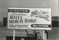 a sign for the hotel moultin rouege is shown in black and white