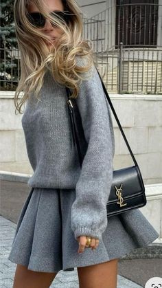 winter coat, winter outfit ideas, winter aesthetic, ysl, ysl aesthetic, old money aesthetic, quiet luxury aesthetic , preppy awsthetic , gray sweater, gray skirt, skater skirt, girl core aesthetic , wool sweater, gray wool sweater, blair waldorf, blair waldorf aesthetic , gossip girl, gossip girl aesthetic Rich French Woman Aesthetic, Modern Preppy Aesthetic, Fall France Outfit, Milan Fashion Week Street Style 2024, Classy Rich Outfits, Calf High Boots Outfit, Winter Outfits Formal, Chic Outfits Fall, Elegant Lookbook