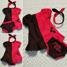 Harley Quinn Baby Outfit Made To Order Toddler Harley Quinn Costume, Peasant Dress Outfit, Goth Pregnancy Outfits, Harley Quinn Kids Costume Children, Original Harley Quinn, Harley Quinn Outfit, Alternative Baby Clothes, Punk Baby Clothes, Gothic Newborn Clothes