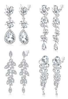 PRICES MAY VARY. 💎[Rhinestone Clip on Earrings Set] You will get 4 pairs dainty rhinestone clip earrings in a package, including dangle teardrop earrings, chandelier earrings, etc. The shiny clip earrings will show your charming better in the crowd, and catch others eyes. 💎[Lightweight and Comfortable] These clip on earrings for women are made of high-quality AAA+ rhinestone and lightweight metal, come with the soft back pads to ensure give you a comfortable wear feeling, fully enjoy the fun o Non Pierced Earrings, Bridal Clip, Crystal Earrings Wedding, Earrings Chandelier, Crystal Wedding, Brides And Bridesmaids, Clip Earrings, Bridesmaid Earrings, Rhinestone Earrings