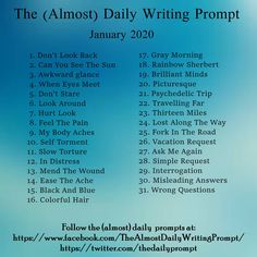 the almost daily writing prompts list for january 20, 2020 is shown in blue