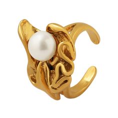 Style: Women Material: Titanium Steel, Imitation Pearl Pearl Type: Uncultured Pearl Color: White Pearl Shape: Round Ring Size: NO.7 Pearl Ring Gold, Gold Pearl Ring, Rings Accessories, Vintage Type, Round Rings, Pearl Types, Silver Accessories, Stainless Steel Rings, Ring Gold