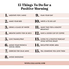 Best Things To Do In The Morning, Positive Things To Do, Things To Do Every Morning, Daily Things To Do For Yourself, Happy Things To Do, Things To Do In The Morning, Morning To Do List, Tuesday Tips, Positive Morning