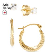 in stock Macy's Small Hoop Earrings For Anniversary, Solitaire Studs, Classic Jewelry, 10k Gold, Jewelry Set, Cubic Zirconia, Jewelry Watches, Pick Up, In Store