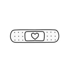 a drawing of a band aid with a heart on it