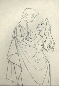 a drawing of a man and woman hugging each other