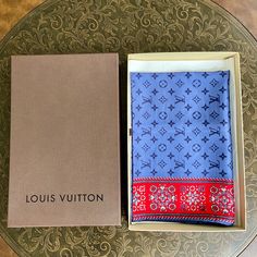 Authentic Louis Vuitton Silk Scarf Combines The Instantly Recognizable Monogram Pattern New Without A Tag 100% Silk Twill Square Shape Size 47"X 47" Inches Hand Stitched Rolled Edge Louis Vuitton Signature At The Bottom Style # M75765 Made In Italy Shipping Next Business Day. Shipped With Usps. Usually Arrives Within 2-3 Business Days How To Wear A Silk Twill Scarf: As A Silk Head Scarf/Bandana: Tied Around As A Silk Head Wrap For A Classic Look Or Over Ponytail. As A Neck Scarf: Wear It Around Louis Vuitton Silk Scarf, Silk Head Wrap, Silk Head Scarf, Louis Vuitton Scarf, Silk Headscarf, Scarf Bandana, Silk Twill Scarf, Monogram Pattern, Hang Loose