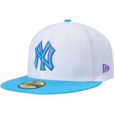 the new york yankees'white and blue 59fifty fitted - back hat