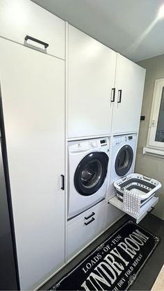 a washer and dryer in a laundry room