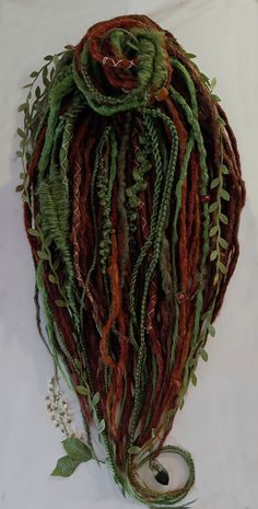 Fall Dreadlock Colors, Dreadlocks Color Ideas, Dreadlock Color Ideas, Forest Hairstyles, Dredlocs Style Woman, Braid In Dreads, Dreds Locs, Dyed Dreadlocks, Viking Dreads