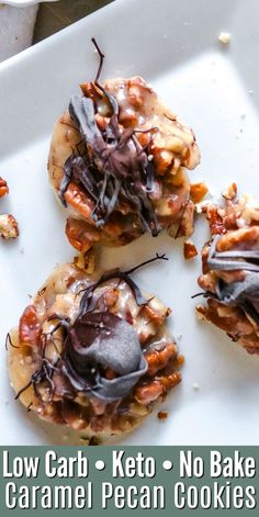 low carb keto no bake caramel pecan cookies