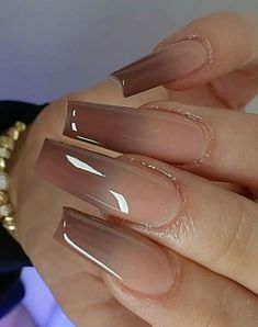 Brown Acrylic Nails, Unghie Sfumate, Ombre Acrylic Nails, Work Nails, Fall Acrylic Nails, Acrylic Nails Coffin Short, Brown Nails, Classy Nails, Chic Nails