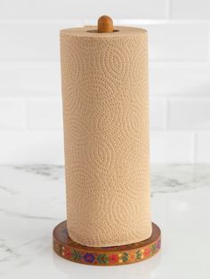 Its beautiful folk flower artwork makes it so much cuter than a having plain paper towel holder on your counter! Wooden Paper Towel Holder, Homemade Paper, Plain Paper, Flower Artwork, Paper Towel Rolls, Paper Towel Holder, Outdoor Dining Table, Towel Holder, Easy Clean