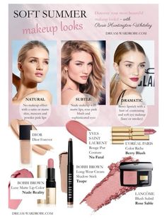 Soft Summer Wardrobe Capsule, Light Summer Makeup, Rosie Huntington Whiteley Makeup, Muted Summer, Summer Skin Tone, Soft Summer Makeup, Makeup Recommendations, Light Summer Color Palette, Summer Lipstick