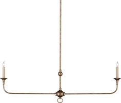 a chandelier with three candles hanging from it's center and two arms