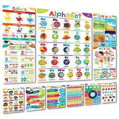 an assortment of children's alphabets and numbers