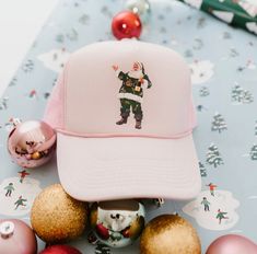 Have you ever seen a boujee-er santa?! I love these Christmas truckers to pair with a sweater + sequin bottoms or even just a casual Christmas look with leggings! Featuring an adjustable snapback Christmas Look, Have You Ever, Trucker Hat, Sequin, I Love, Leggings, Hats, Christmas