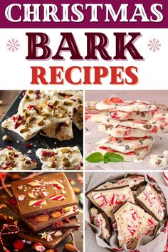 christmas bark recipe collage with text overlay