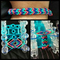 three pictures show different types of bracelets with beads and plastic tubes on the wrist