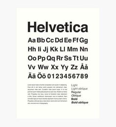 a poster with the words helvetica in black and white, on a white background